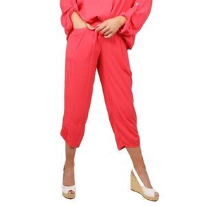 Q Neel 28 Watermelon Red Cropped Pants 81907 Linen Gauze Art To Wear Trouser